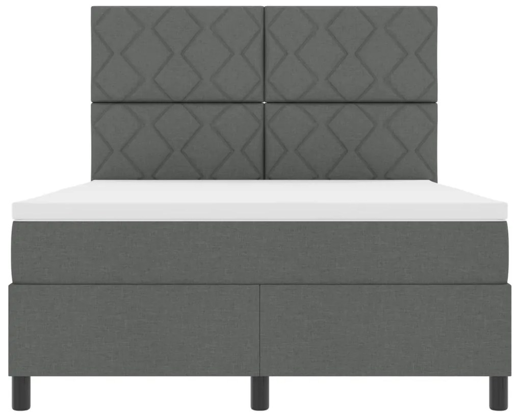 Boxspring Ágy Matraccal Sötétszürke 140x190 cm Szövet