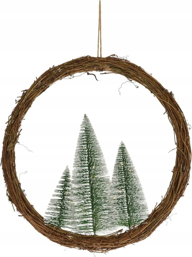 Karácsonyi Függő Ajtó Koszorú Koszorú Világító Led