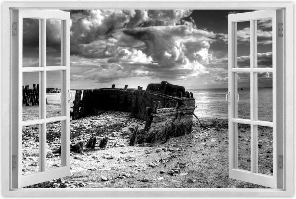 Poszterek 90x60 Fekete-fehér hajó fotó