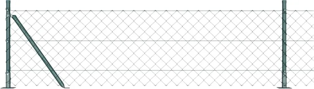 vidaXL Kerítésoszlop Zöld 25 x 0,4 m (60 x 60 mm rács) Acél és PVC