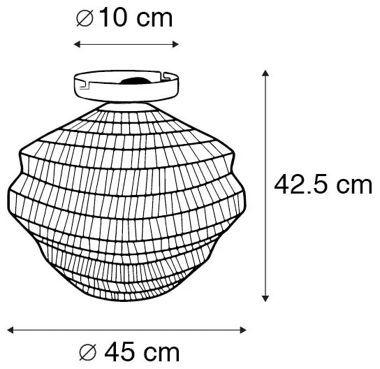 Keleti mennyezeti lámpa fekete 45 cm - Vadi