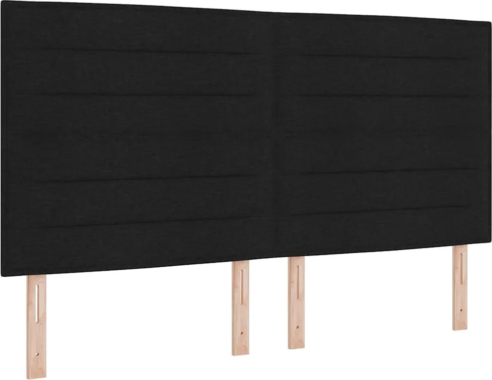 vidaXL Boxrugós ágy matracmal leddel Fekete 180 x 200 cm szövet