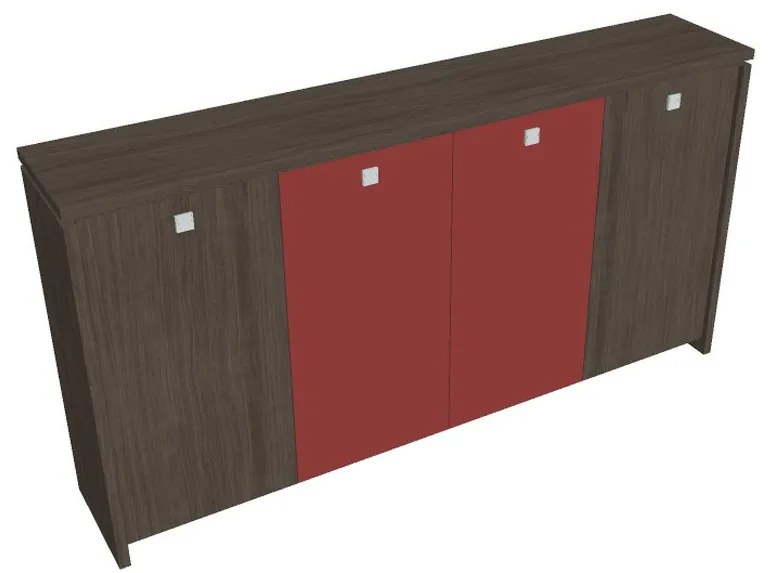 Verno közepes gardrób 248 x 46 x 130 cm, kombinált ajtó, antracit tölgy / piros