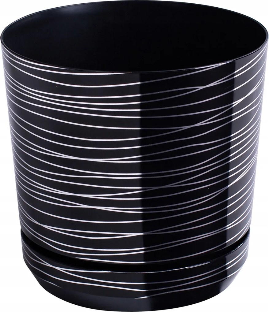 Virágtartó Dekor átm. 18 cm fekete csíkos