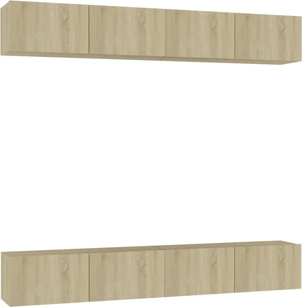 vidaXL 4 db sonoma tölgy színű szerelt fa TV-szekrény 100 x 30 x 30 cm