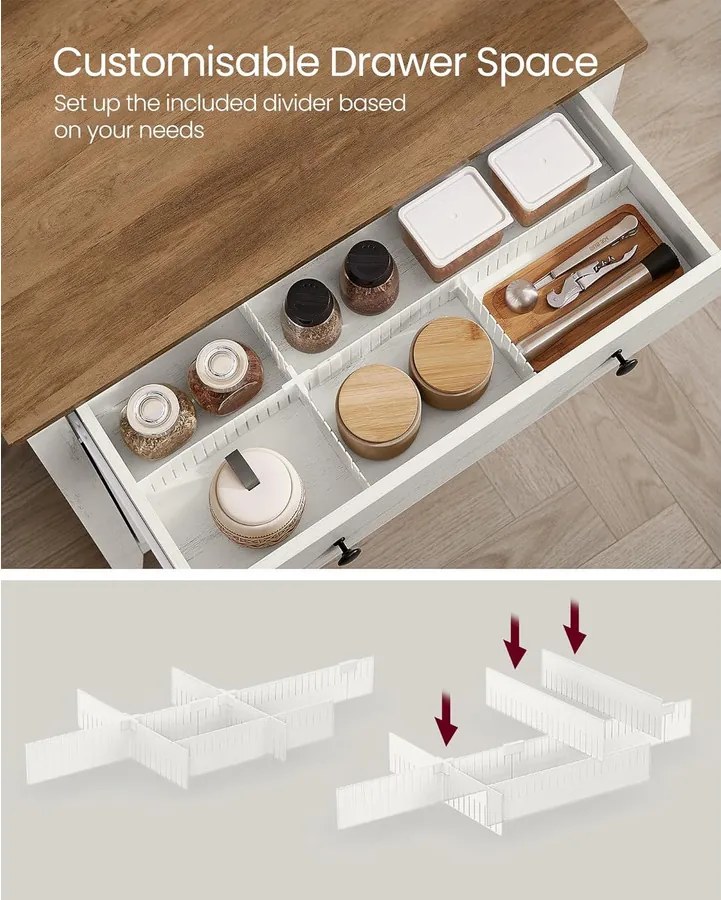 Tálalószekrény magasságban állítható polccal, 40 x 80 x 80 cm, fehér és mézbarna