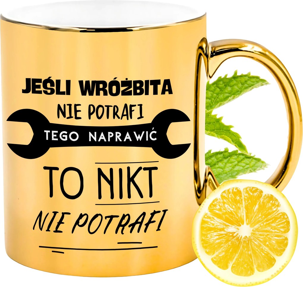 Arany csillogó bögre jósnőnek ajándék fényképes nyomtatással