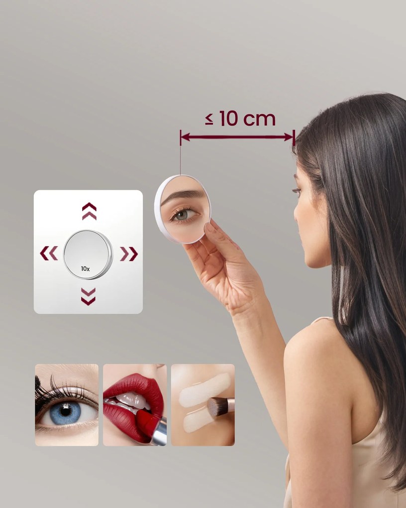 Fürdőszobai faliszekrény tükörrel és LED világítással, 16,5 x 80 x 60 cm, fehér