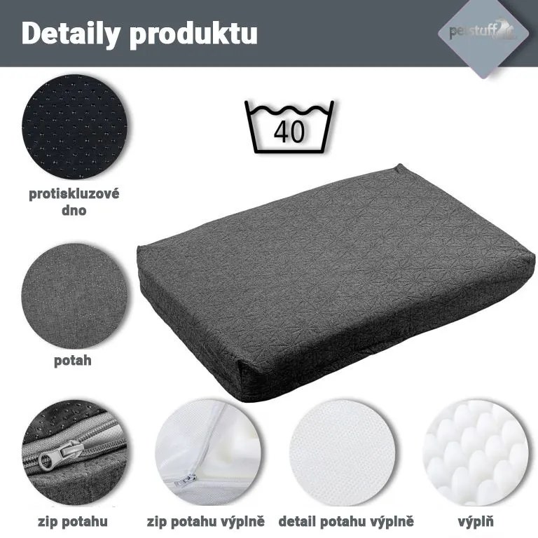 PETSTUFF® Kutyafekhely XL  sötétszürke 140 x 100 x 10 cm