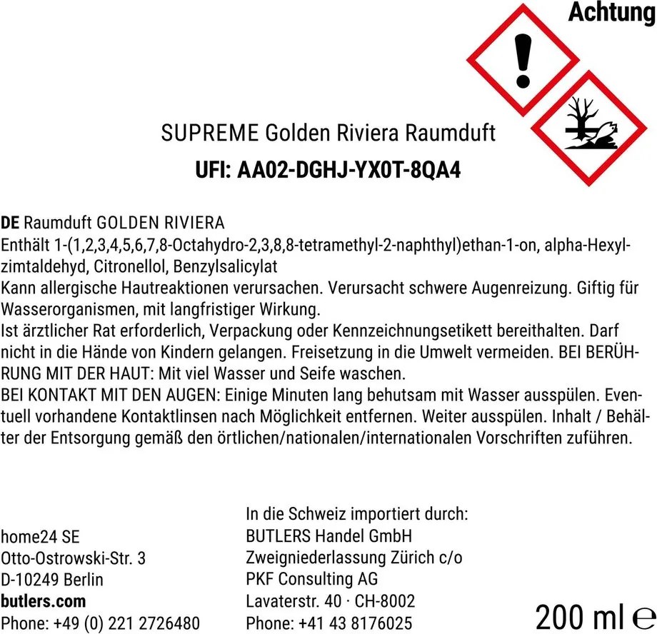 SUPREME szobaillatosító Golden Riviera 200ml