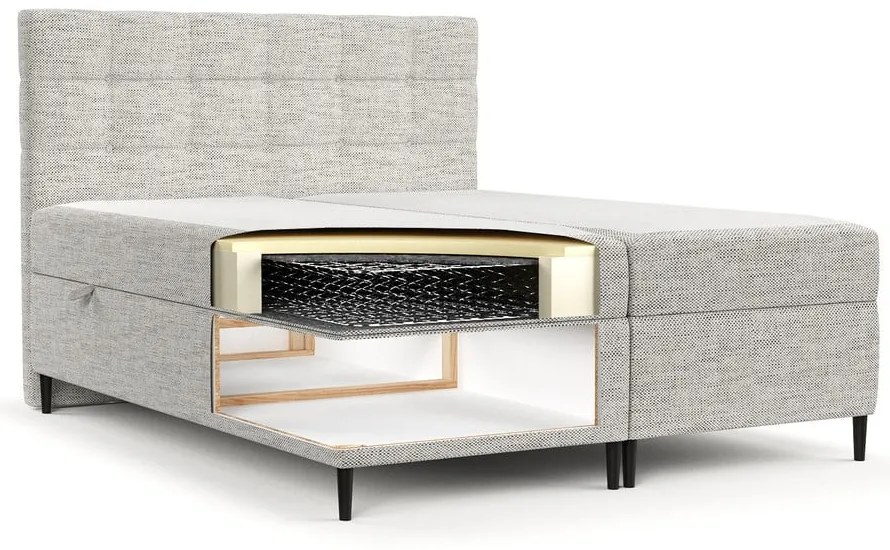 Világosszürke ágyneműtartós boxspring ágy 160x200 cm Urbaneo – Maison de Rêve