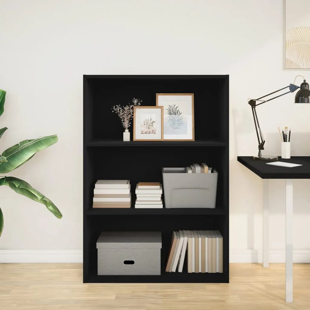fekete szerelt fa könyvespolc 80 x 30 x 114 cm