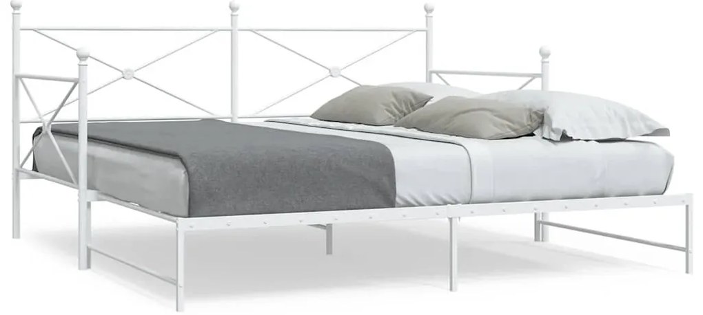 Daybed with Trundle without Mattress White 100x200 cm acél
