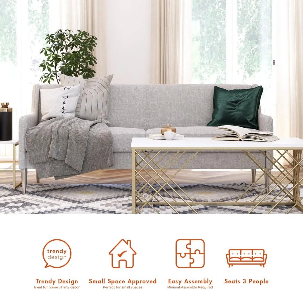 Szürke kanapé 190 cm Virginia - CosmoLiving by Cosmopolitan