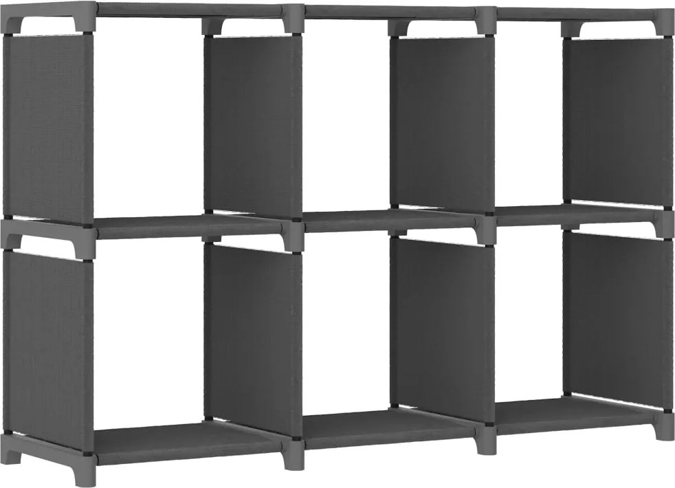 vidaXL 6 rekeszes szürke szövet bemutató polc 103 x 30 x 72,5 cm