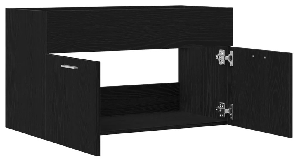 Fürdőszobai Mosdókagyló Szekrény Fekete Tölgy 90x38,5x46 cm Műanyag