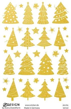 Matrica, 1 ív, 76x120 mm, AVERY ZWECKFORM, Z-Design No.54122, karácsonyfa (AY54122)