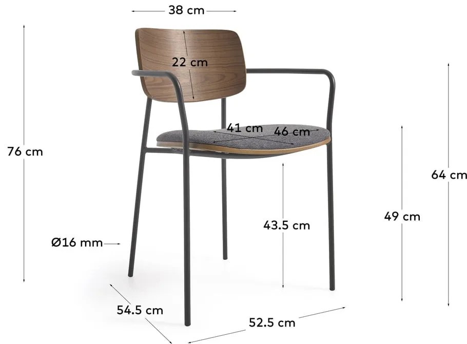 Szürke-barna étkezőszék Maureen – Kave Home