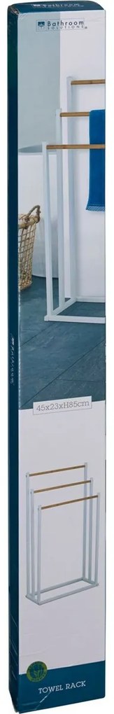 Fém törülközőtartó Bambus 45 × 23 × 85 cm, fehér