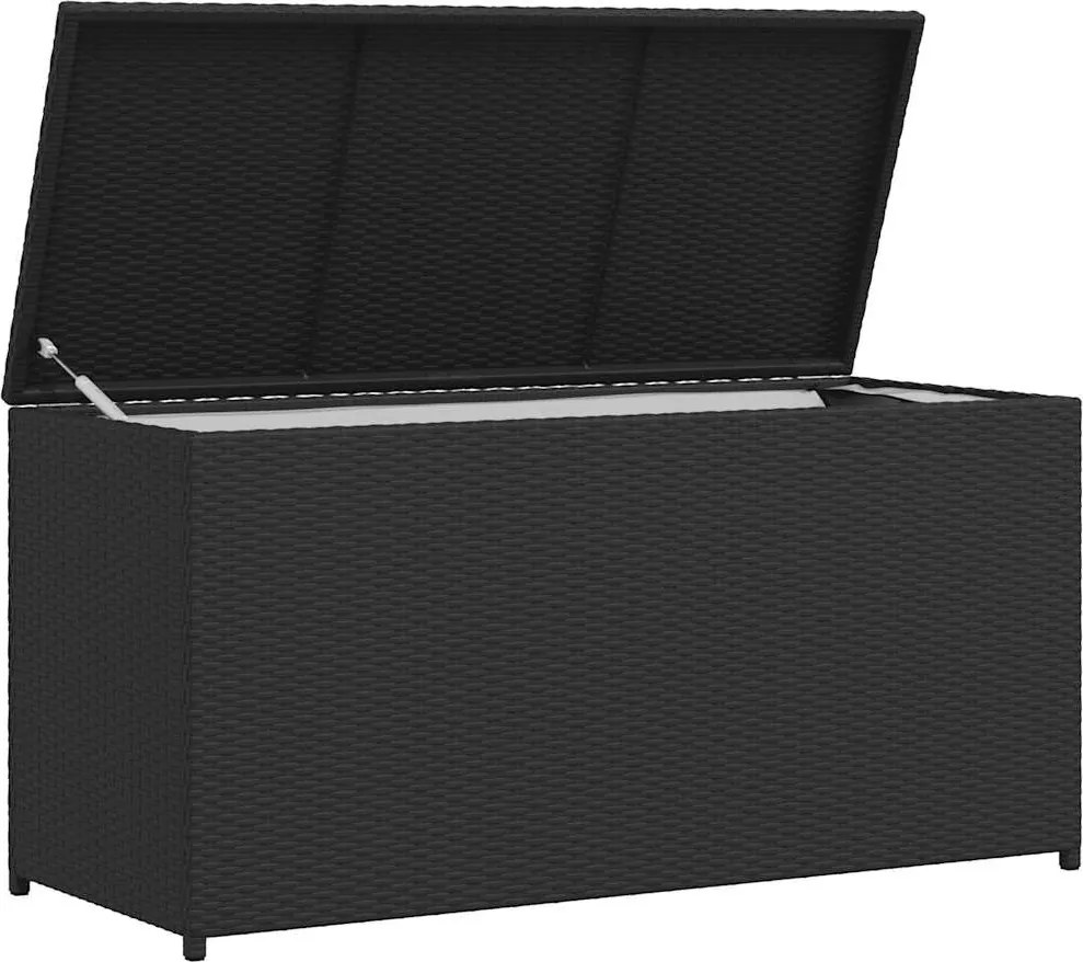 Fekete Polyrattan Kerti Tárolóláda 120 X 50 X 60 Cm