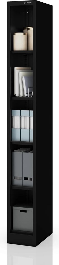 Keskeny fém irattároló polc dokumentumokhoz fekete: TIM 250 x 1950 x 400 mm