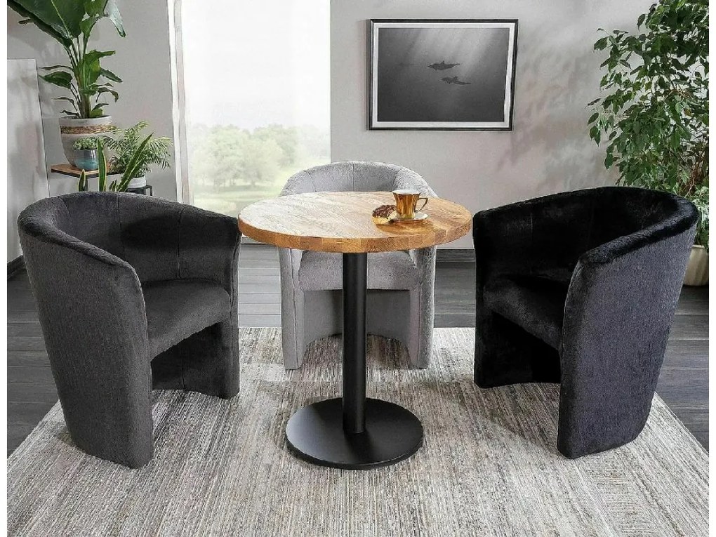 Fekete étkezőasztal tölgy asztallappal PURO II fi 60