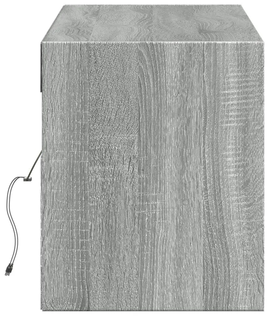 szürke sonoma színű fali TV-szekrény LED-ekkel 140 x 31 x 38 cm