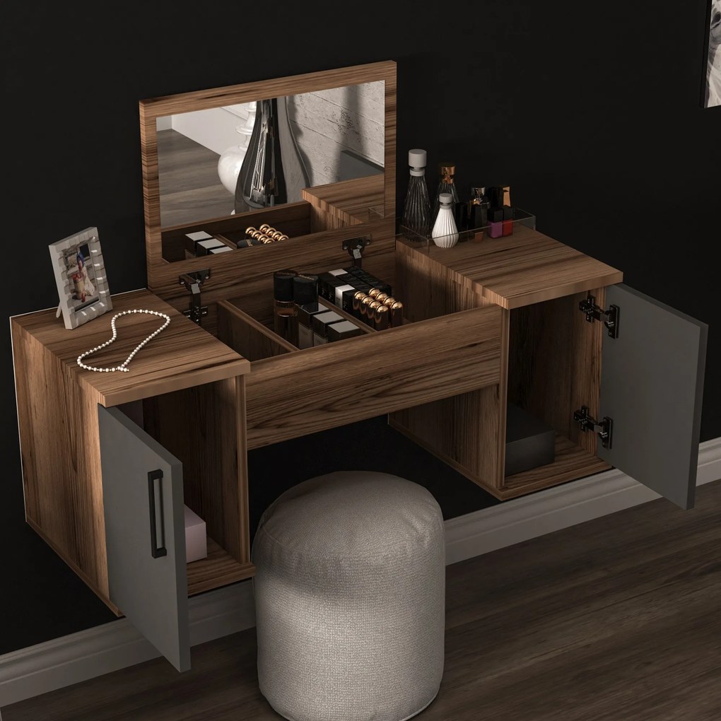 Fésülködő asztal Mercan - Light Walnut, Anthracite