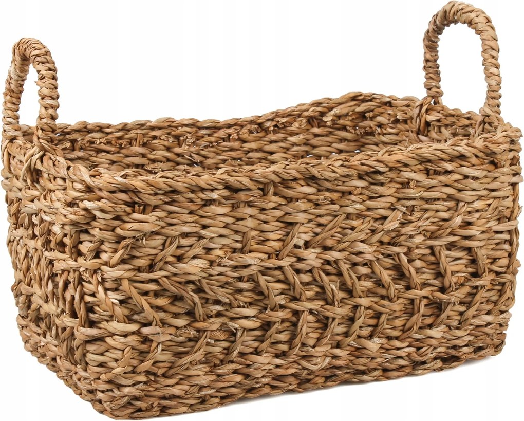 Téglalap Alakú Boho Tengerifű Kosár Fogantyúkkal 36x26x25 cm