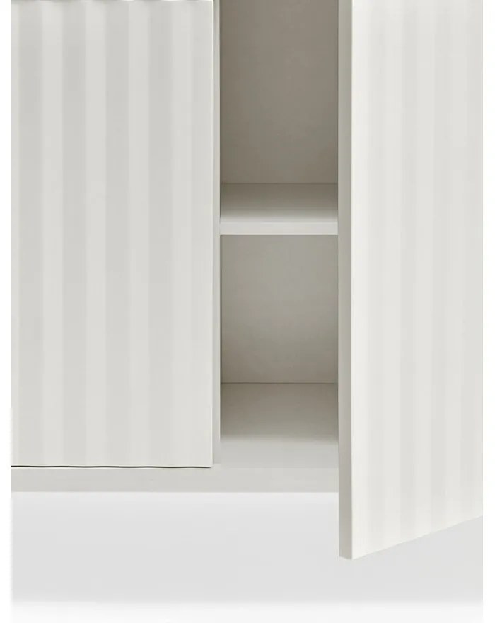 Fehér-natúr színű alacsony komód tölgyfa dekorral 159x80 cm Sierra – Teulat