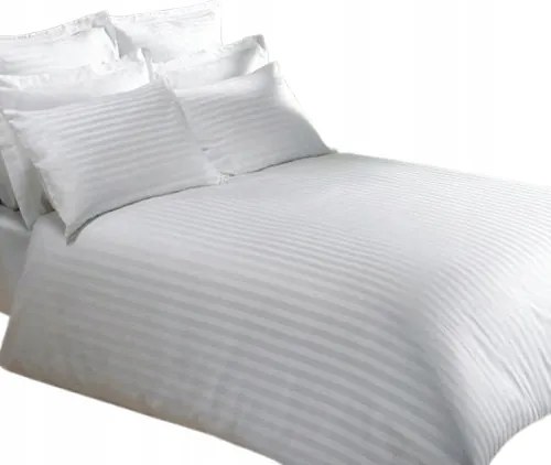 Szállodai párnahuzat damaszt 160x200 fehér pamut csíkos 1cm cipzáras