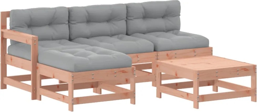 vidaXL 5 részes tömör duglászfenyő kerti társalgószett párnákkal