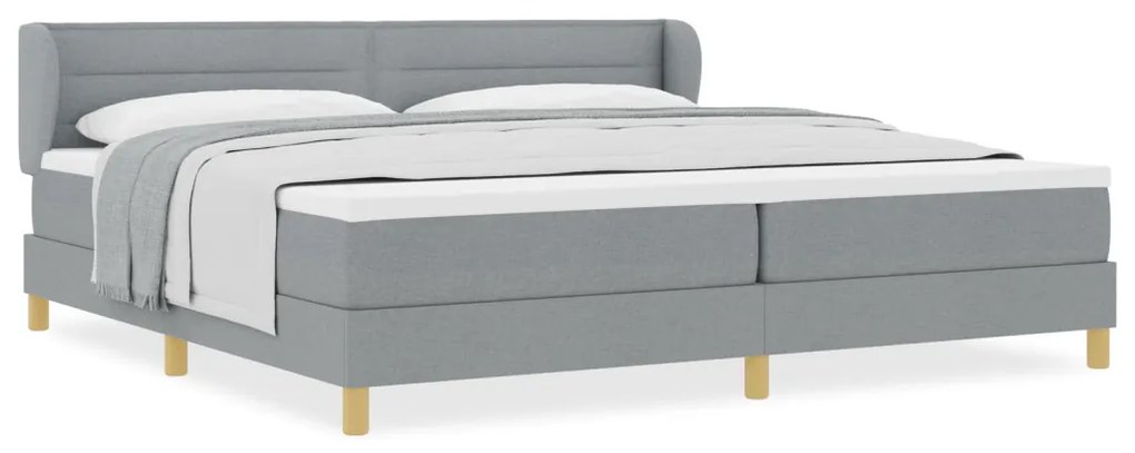 Boxspring Ágy Matraccal - Világosszürke, 200x200 cm, Szövet