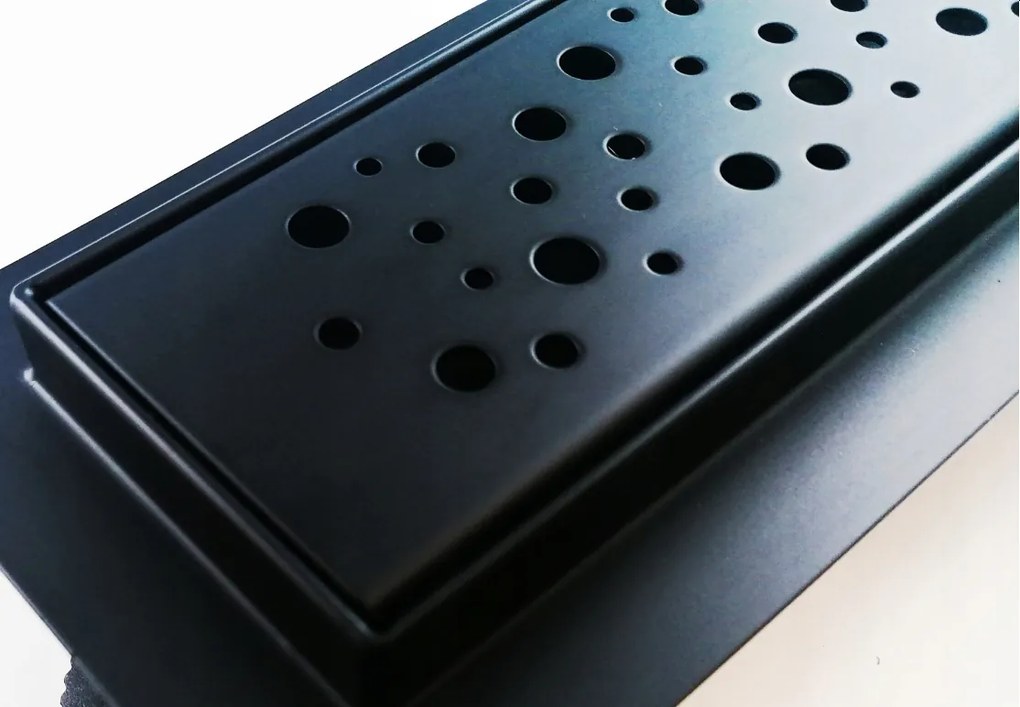 Lineáris Lefolyó Csaptelep Rozsdamentes Acél Csepp Típus Matt Fekete 90CM