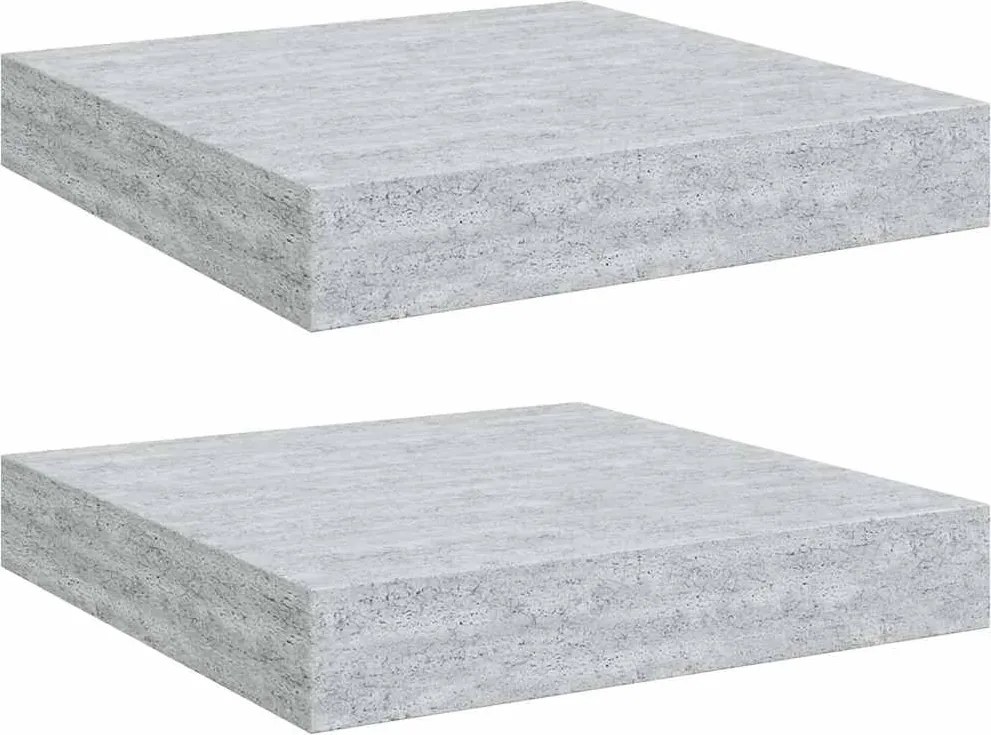 vidaXL 2 db betonszürke MDF lebegő fali polc 23 x 23,5 x 3,8 cm