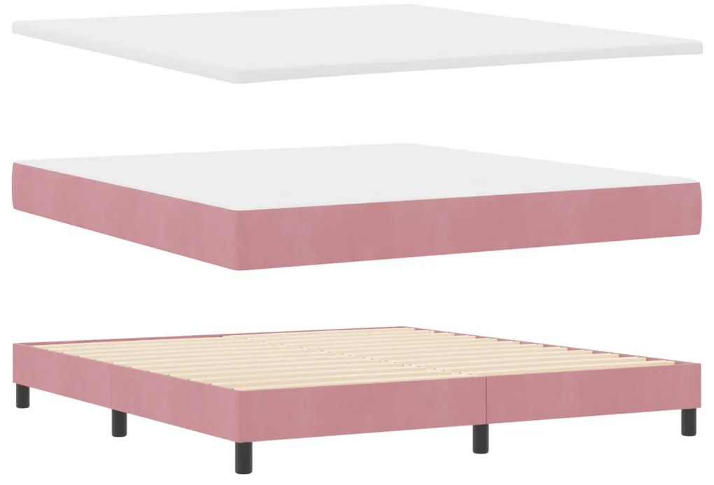 Boxspring Ágy Mattal és LED-del Rózsaszín 180x200 cm Bársonyos