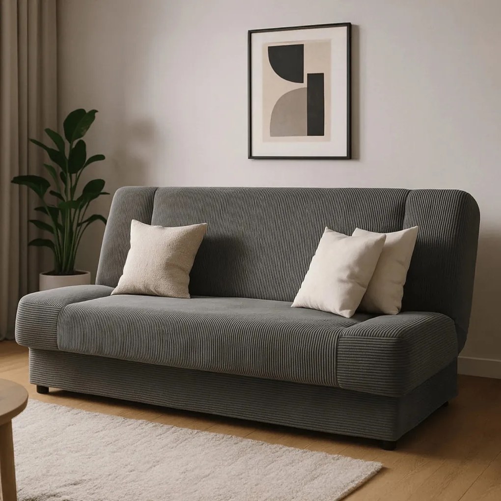 Sofa PIANO Sztruksowa Ciemnoszara