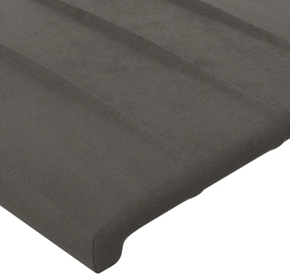 sötétszürke bársony LED-es fejtámla 147x16x118/128 cm