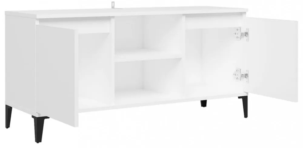 fehér TV-szekrény tömör fémlábakkal 103,5 x 35 x 50 cm
