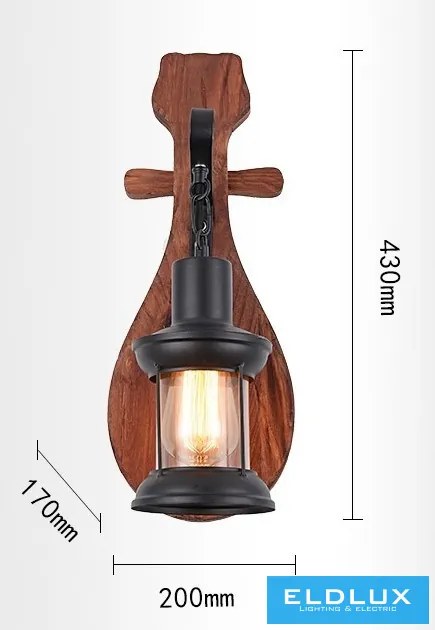 UNIVERSO Fali lámpa 1xE27 IP20 200x170x430mm fekete