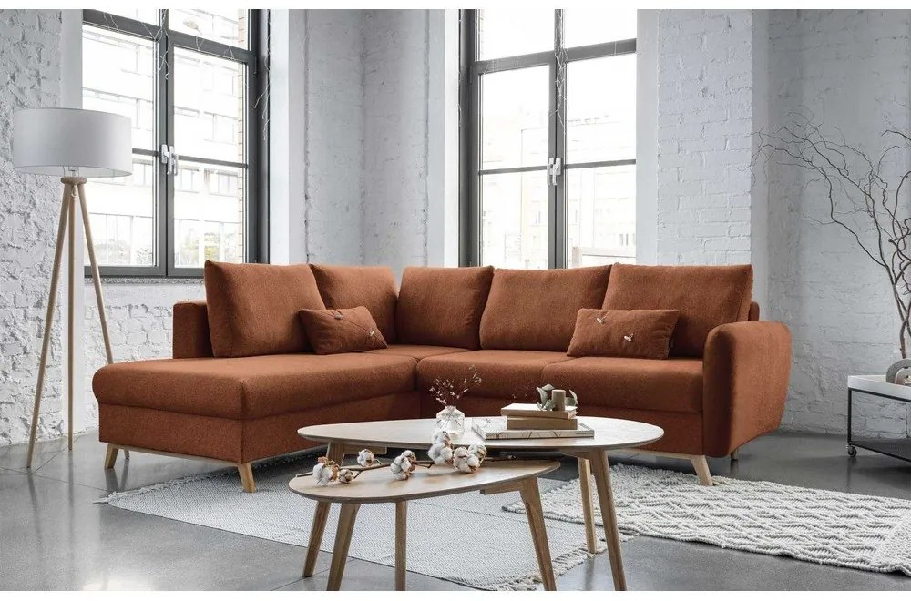 Scandic Lagom L narancssárga kinyitható kanapé, bal oldalas - Miuform
