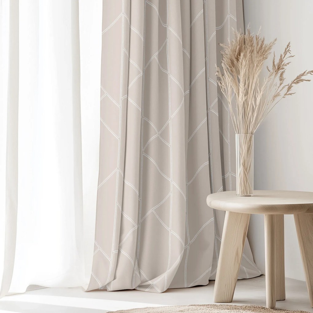 Goldea pamut függöny - geometriai vonalak lattén 280x150 cm