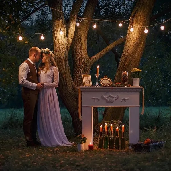 LED kültéri dekorációs lánc 15xE27/1W/230V 15 m IP65 fekete