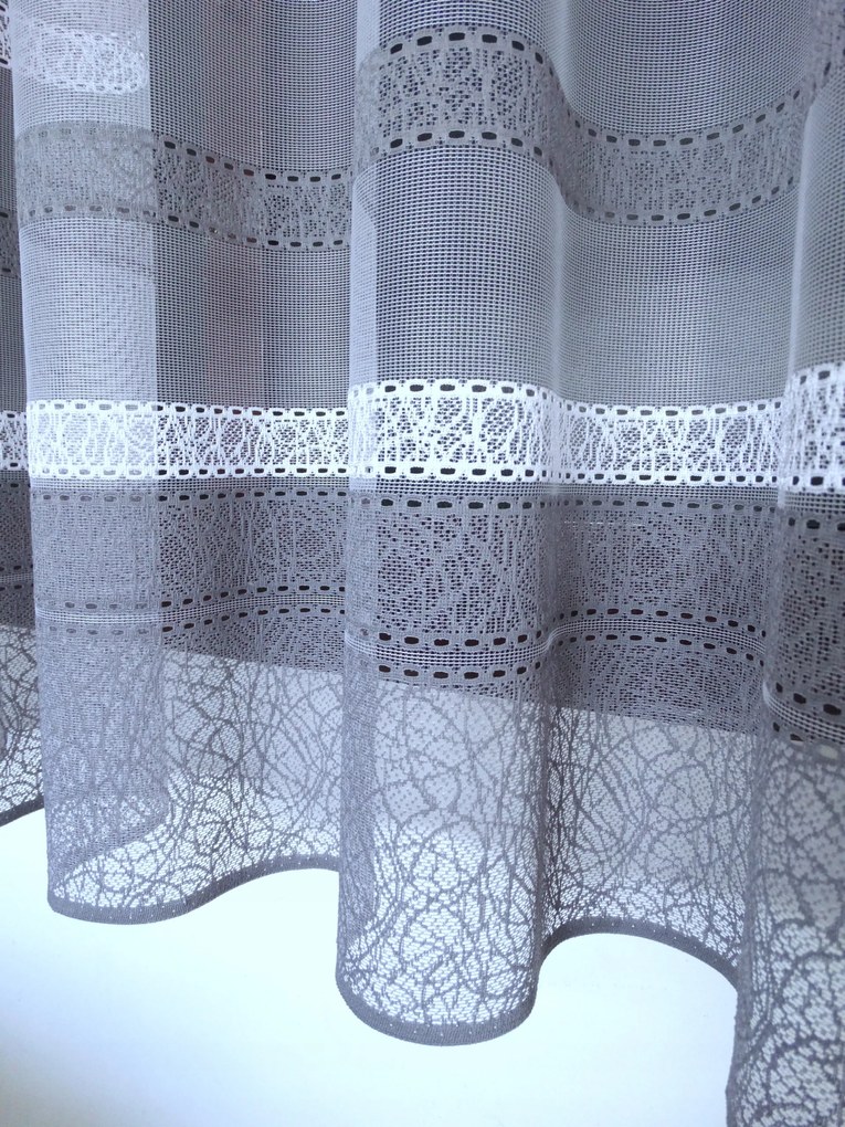 Mg Függöny FEHÉR-szürke 618/262 310X200cm kész K szalaggal