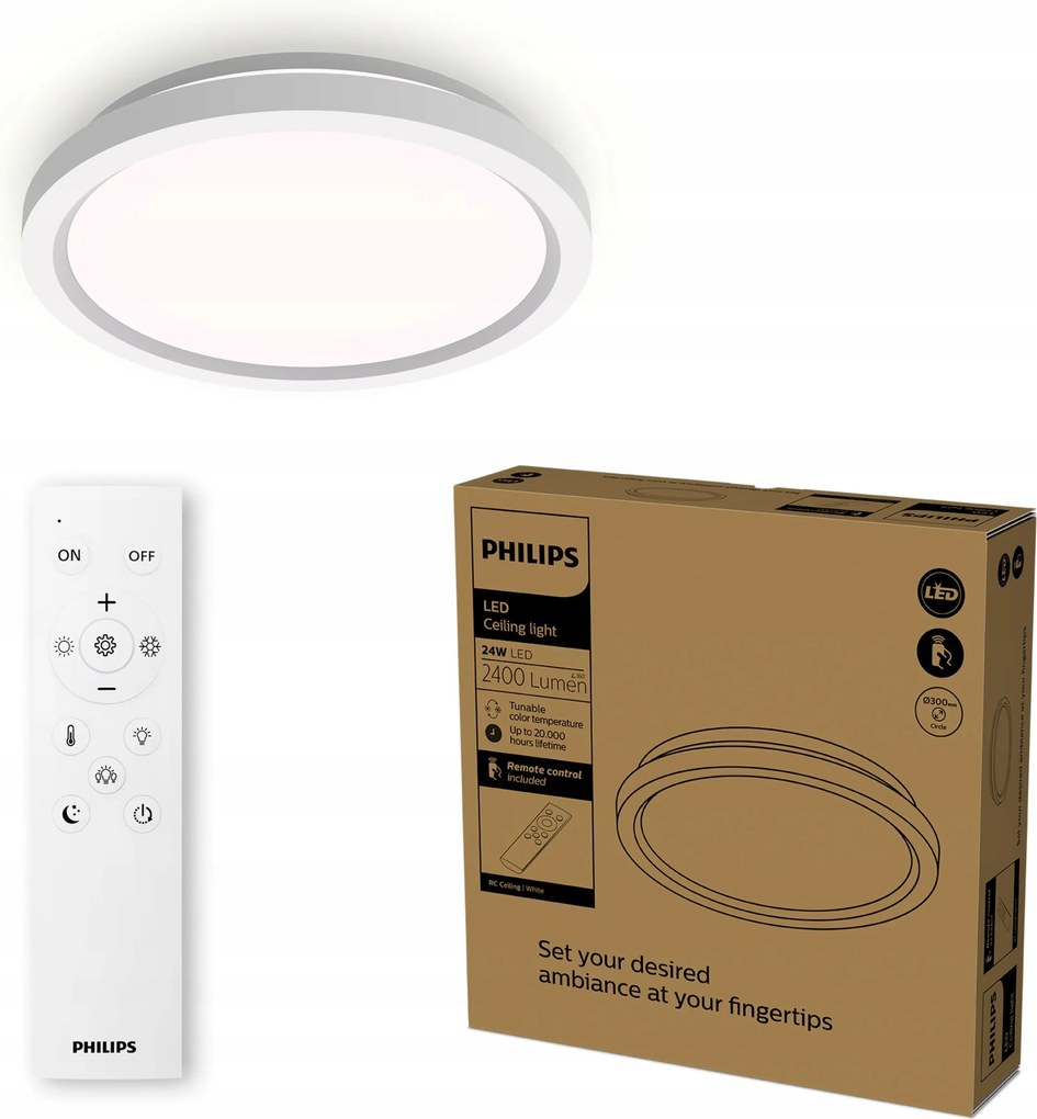 Mennyezeti lámpa Led Plafon 24W 2400lm 4000/6500/2700K Cct Pilot Aio Philips
