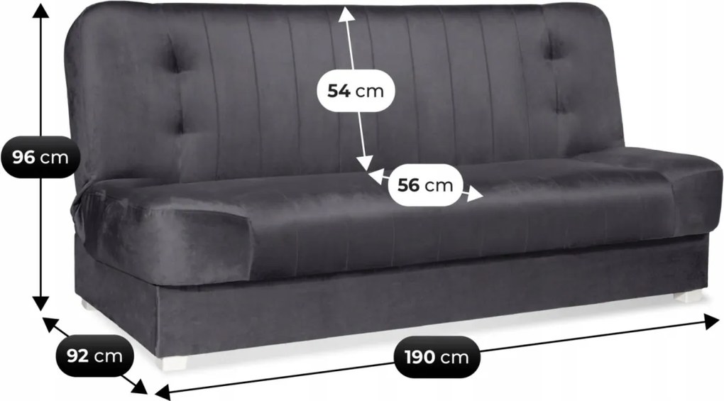 PIANO 2 ágyazható kanapé szürke