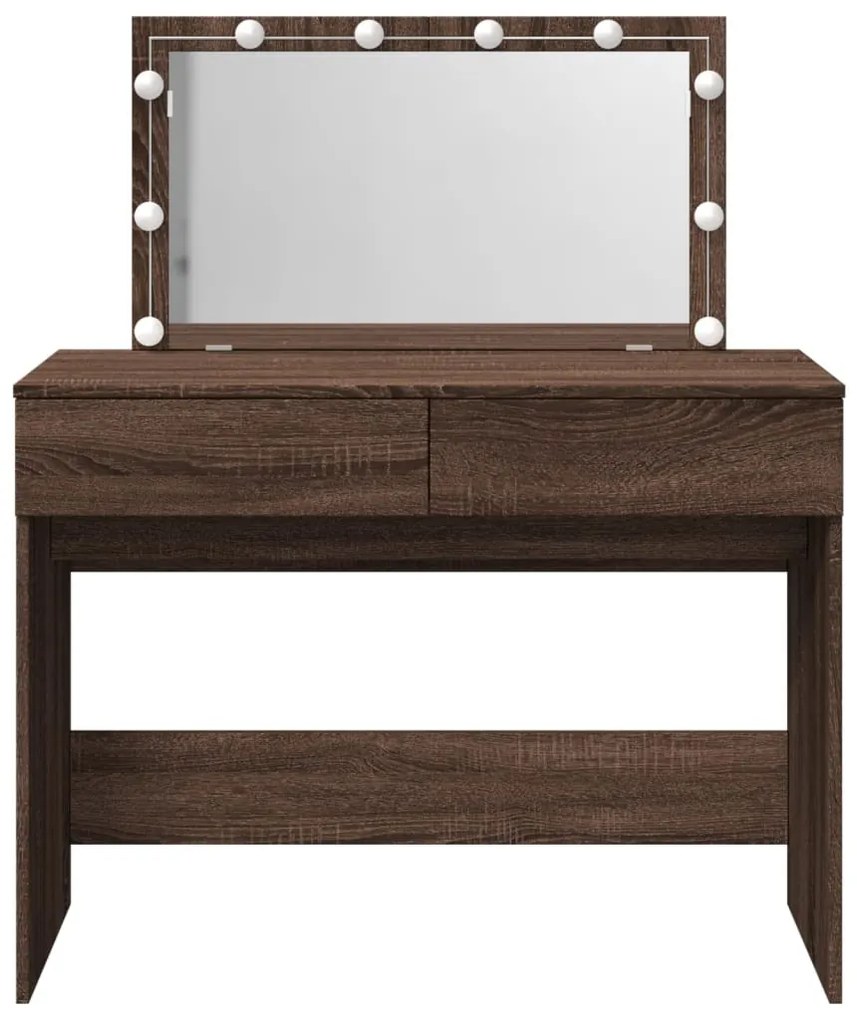 barna tölgy színű fésülködőasztal LED-del 100 x 40 x 120 cm