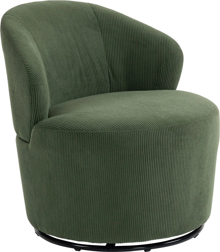 HOMCOM forgó lounge fotel – széles párnázott fotel ívelt háttámlával, kordbársony, zöld | Aosom