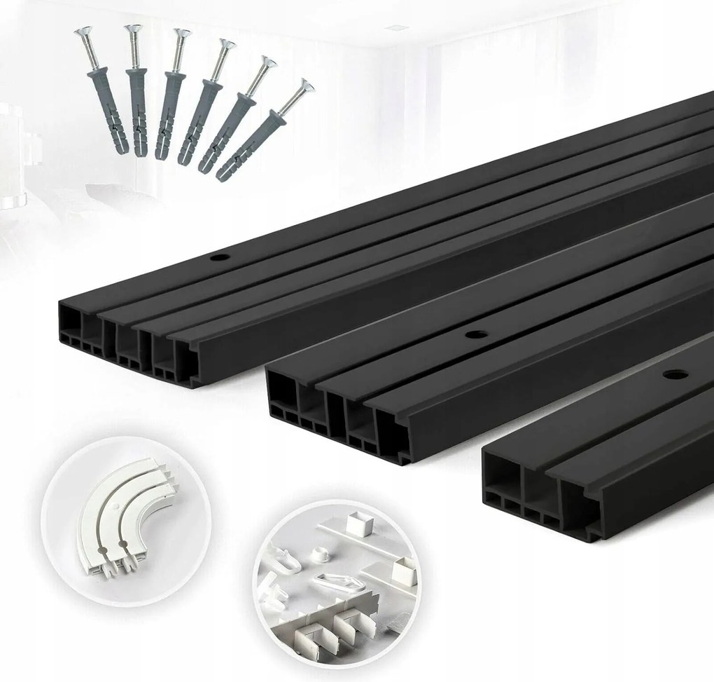 Mennyezeti sínfüggöny 2 vágányos Pvc 90 cm békákkal fekete teljes szett