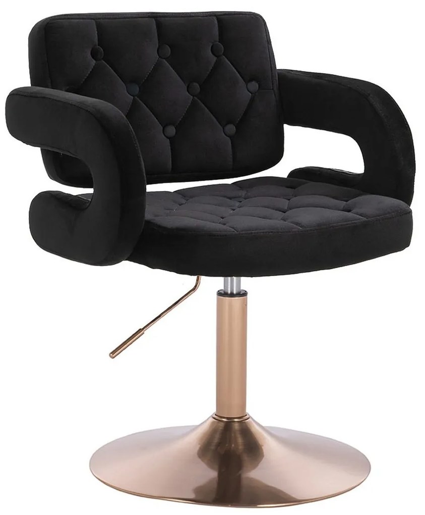 HR8403N Fekete modern velúr szék arany lábbal
